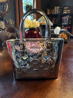 Michael Kors Small Patent Silver Jet Set Tote